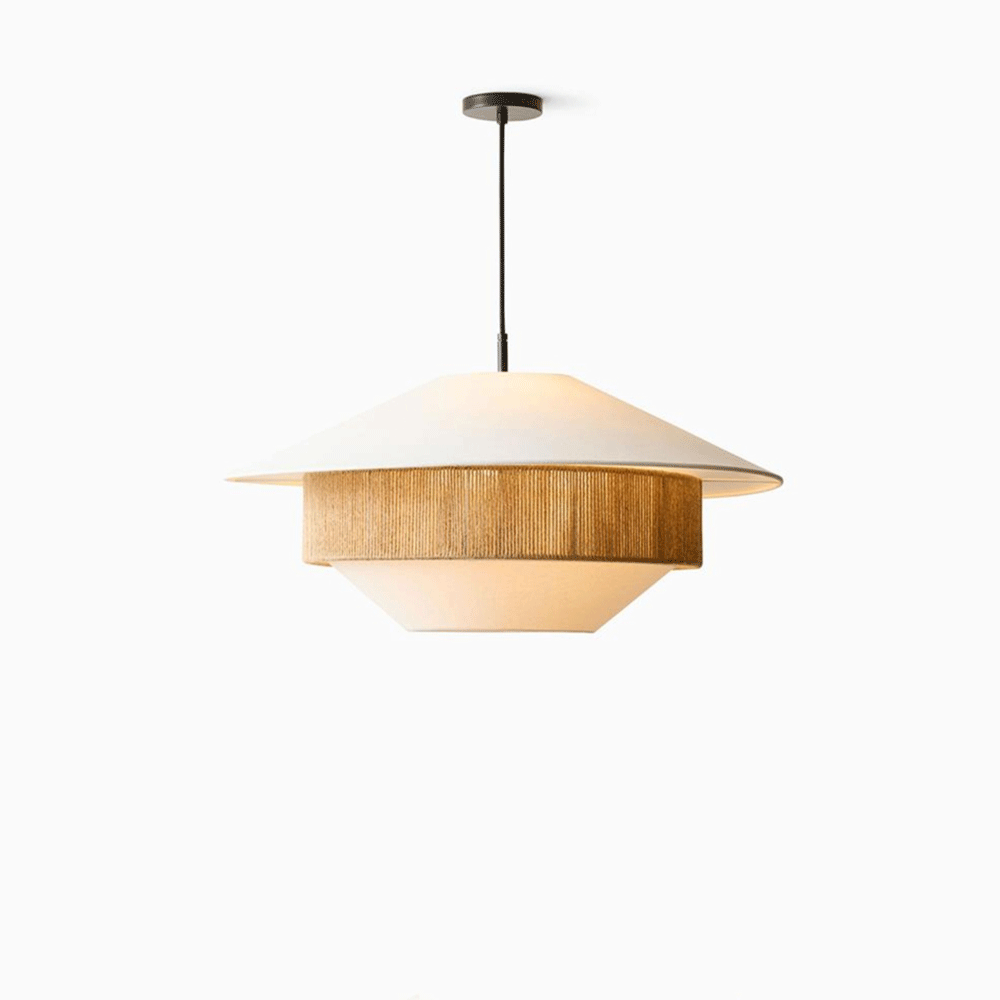 Audara Suspension Luminaire Tissu Français Romantique, Lampe Suspendue en Rotin Faite à la Main Simple, Lustres Salon Entrée Chambre, Décoration Rustique pour Chalet Ferme Gîte (19,7" de Diamètre)