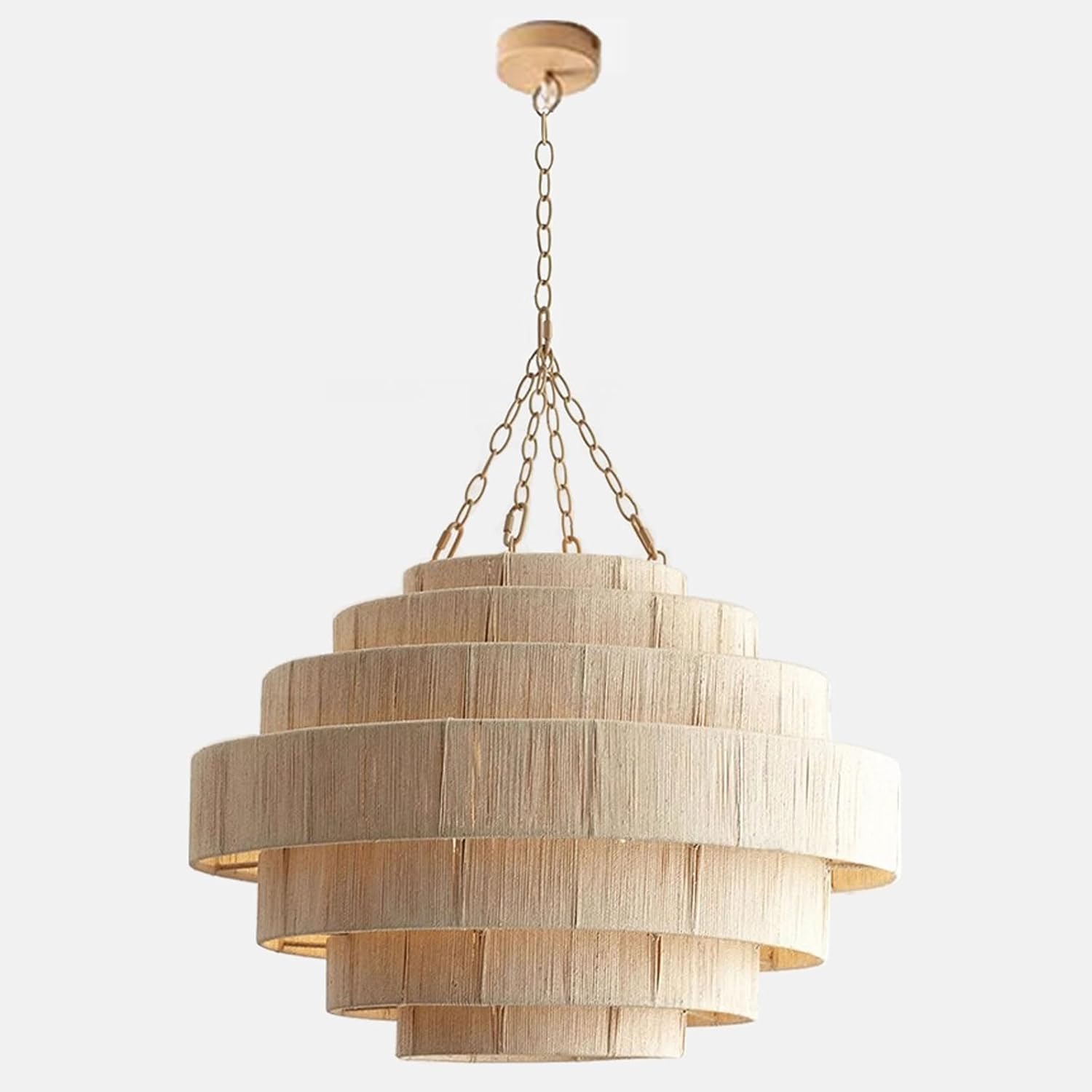 Audara Nature Color Grande Suspension Française Corde de Chanvre Tressée à la Main Douille E26 D80cm Lustre Salon Chambre Balcon Couloir Centre Commercial Villa Loft Luminaire de Salle à Manger
